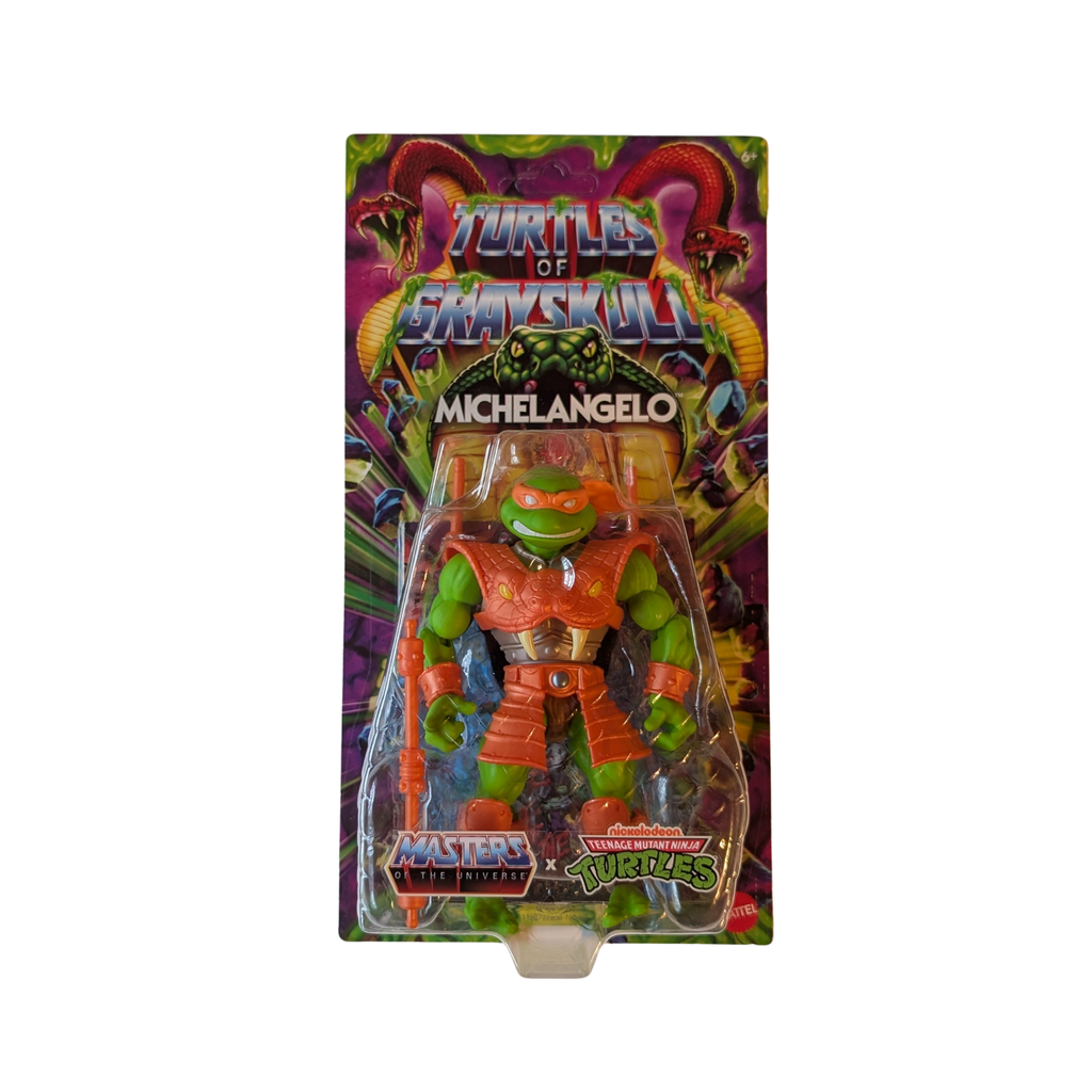 Mattel - Les Maîtres de l'Univers – MOTU x TMNT: Tortues de Grayskull Figurine articulée - Michelangelo - Neuf/Emballé - Figurine